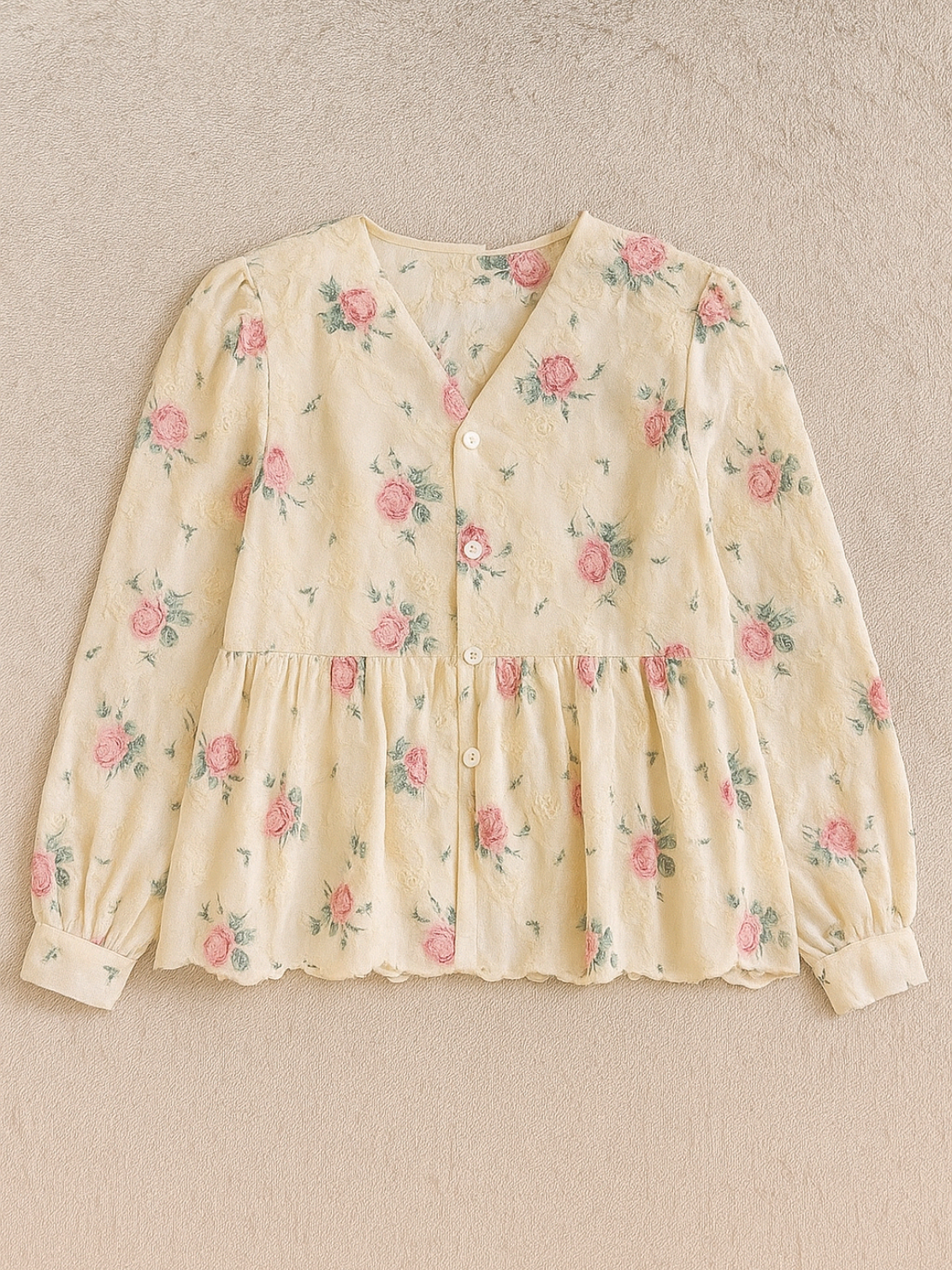 blouse korea motif bunga lengan panjang #bajuwanita #atasanwanitamurah #atasanwanita #blousewanita #ai 