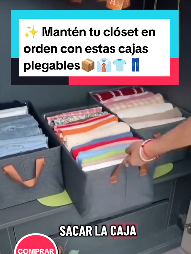 Olvídate del desorden en tu armario 🙌 Estas cajas organizadoras de tela plegables son ideales para guardar pantalones, camisetas, toallas y más. ✔️ Fáciles de armar ✔️ Con asas para sacarlas sin desacomodar ✔️ Apilables y plegables cuando no las usas Un organizador práctico para aprovechar al máximo tu espacio. 🧺 #organizacionhogar #closetorganization #cajaplegable #tiktokshop 