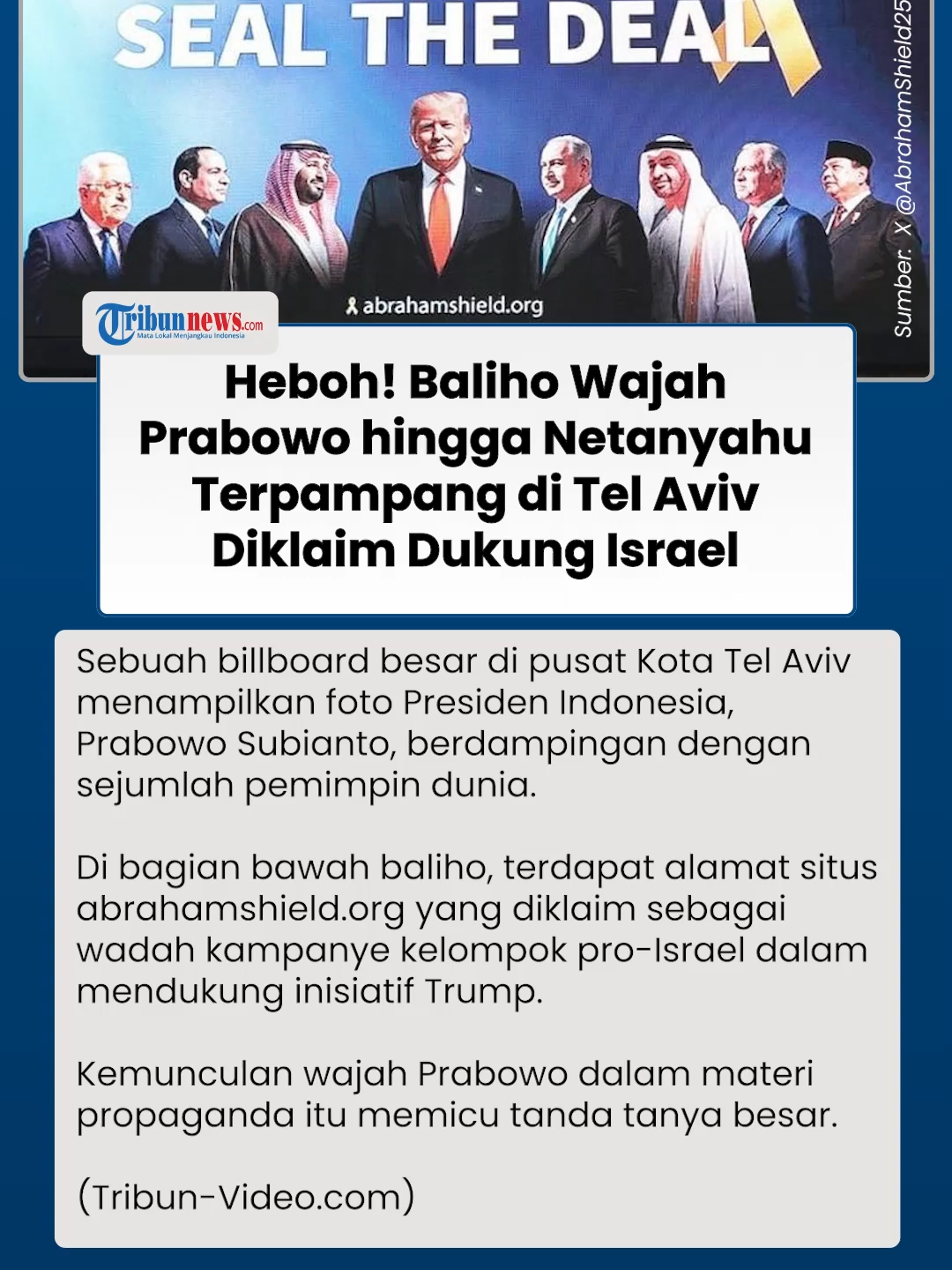 Propaganda Netanyahu, Baliho Gambar Presiden Prabowo dengan Pemimpin Dunia Dipajang di Tel Aviv #netanyahu #prabowo #aviv #telaviv #beritaterkini #presidenprabowo