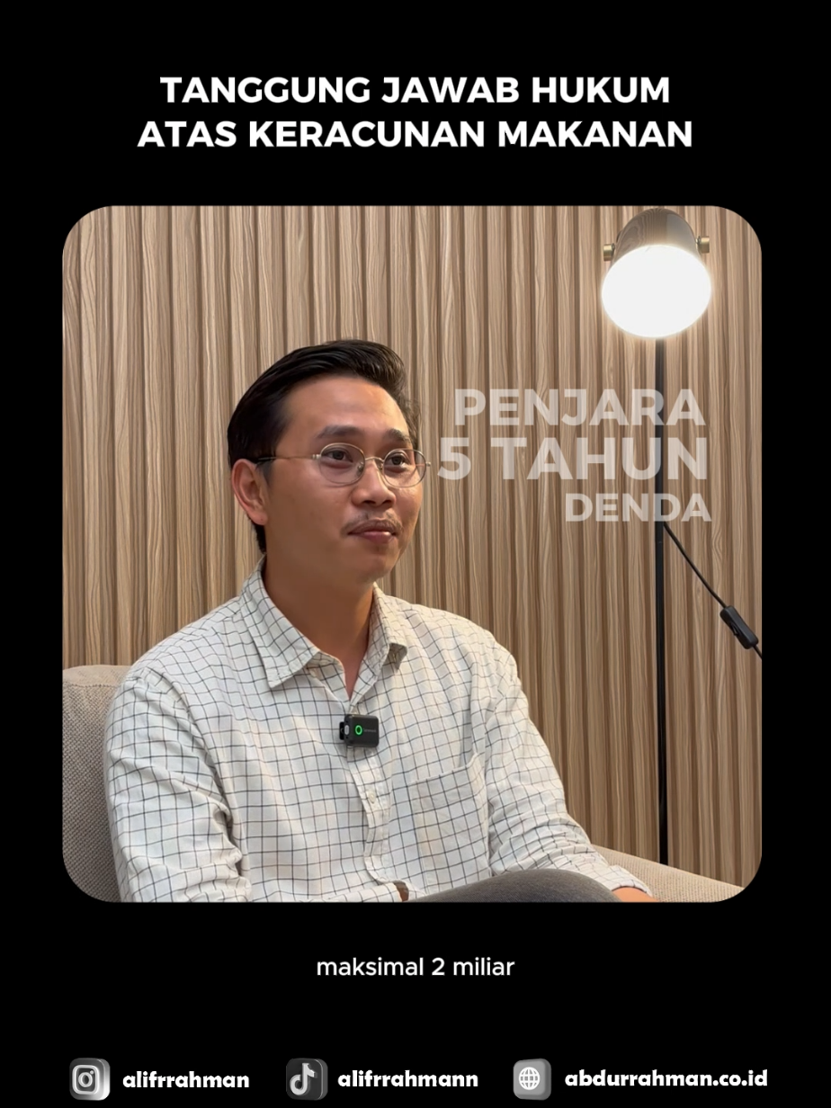 Pelaku usaha wajib menjamin keamanan pangan yang disajikan, karena setiap kerugian konsumen dapat berujung pada sanksi pidana. ⚖️ #keracunan #makanan #pidana #pengacara #pengacaranasional 