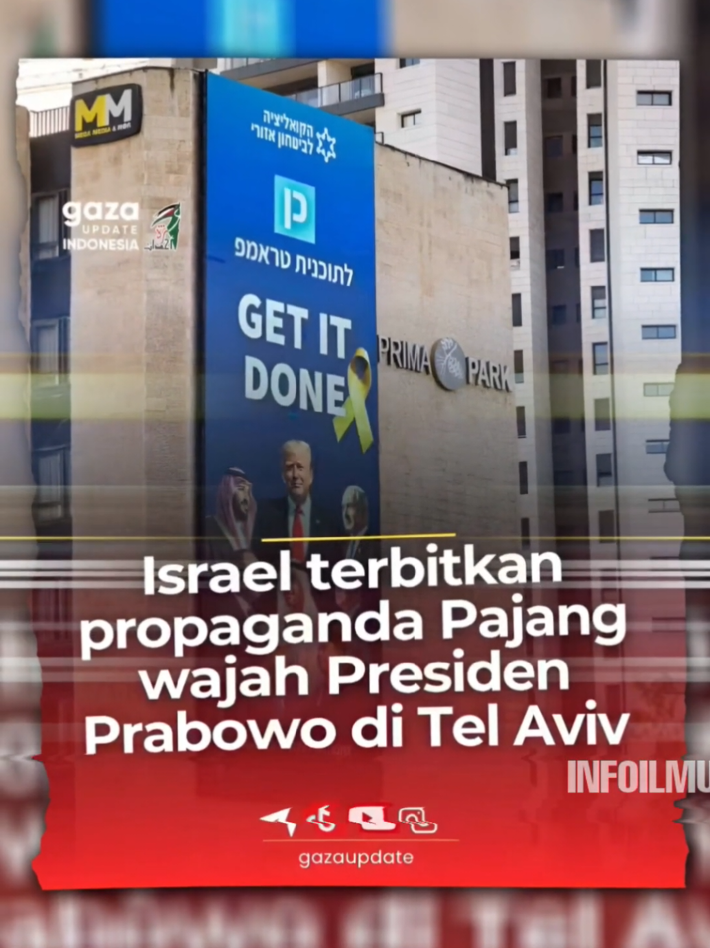 Billboard Tel Aviv, Prabowo, dan Jejak Hoaks AI Belakangan ini media sosial dihebohkan dengan beredarnya foto billboard di Tel Aviv, Israel, yang menampilkan sosok Presiden Indonesia, Prabowo Subianto. Foto itu tersebar luas dengan klaim seolah-olah merupakan bagian dari kampanye normalisasi Israel dengan sejumlah negara Arab sejak 2020. Namun setelah ditelusuri, klaim tersebut tidak sesuai fakta. Billboard yang benar memang pernah ada, menampilkan Donald Trump, Benjamin Netanyahu, dan beberapa pemimpin Arab dalam rangka mendorong Abraham Accords. Tetapi, sosok Prabowo tidak pernah ditampilkan di sana. Lalu, apa motif di balik beredarnya gambar hasil rekayasa ini? Ada beberapa kemungkinan: 1. Motif Politik Nama Prabowo sengaja dimasukkan untuk membangun narasi politik tertentu, baik untuk menjatuhkan maupun mengaburkan citra internasionalnya. Mengaitkan tokoh Indonesia dengan isu sensitif seperti Israel dapat memicu pro dan kontra di dalam negeri. 2. Propaganda & Disinformasi Penyisipan tokoh asing dalam isu Timur Tengah bisa menjadi cara untuk memperkeruh opini publik, menciptakan kebingungan, bahkan menimbulkan kecurigaan terhadap kebijakan luar negeri Indonesia. 3. Eksperimen AI dan Viralisasi Dengan kemudahan teknologi kecerdasan buatan, membuat manipulasi visual jadi semakin gampang. Gambar editan seperti ini bisa diciptakan hanya untuk mencari perhatian, engagement, atau sekadar uji coba seberapa jauh publik bisa termakan informasi palsu. Faktanya, hingga kini tidak ada satu pun sumber kredibel yang mengonfirmasi keterlibatan Prabowo dalam billboard kampanye di Tel Aviv. Foto yang beredar hanyalah hasil manipulasi berbasis AI yang dipadukan dengan gambar billboard asli. Kesimpulan Foto billboard Tel Aviv yang menampilkan sosok Prabowo adalah hoaks. Billboard asli memang ada, tetapi hanya menampilkan Trump, Netanyahu, dan para pemimpin Arab. Publik perlu lebih cermat memilah informasi, terlebih jika menyangkut isu internasional yang sensitif. #telaviv #propaganda #infoilmu #faktaunik #fyp 