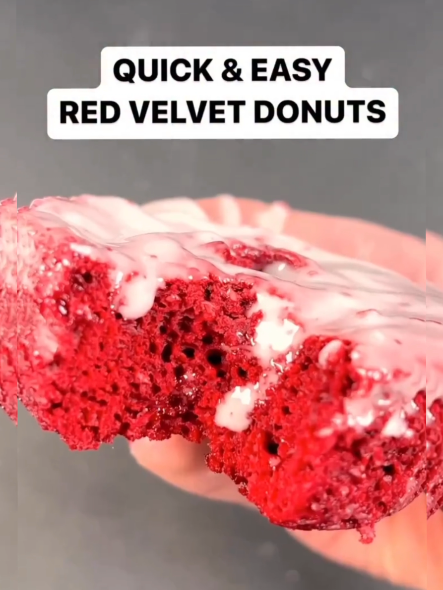 Red Velvet Donuts  Homemade EasyRecipe  #redvelvet #red #trending #viral #fyp 