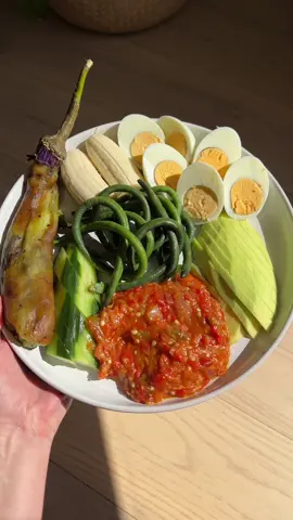 Lunch today was inspired by @marina tasha and her Lalap Platter videos! 🌶️ ❤️  It was delicious, simple and versatile so I will definitely be putting this one into the weekly rotation!!!  #lunch #spicy #healthyrecipe #mukbang #indonesian