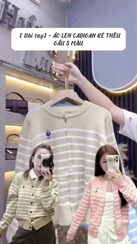 [ Dài tay] - ÁO LEN CADIGAN KẺ THÊU GẤU 5 MÀU ##huonglana##xuhuong##viral