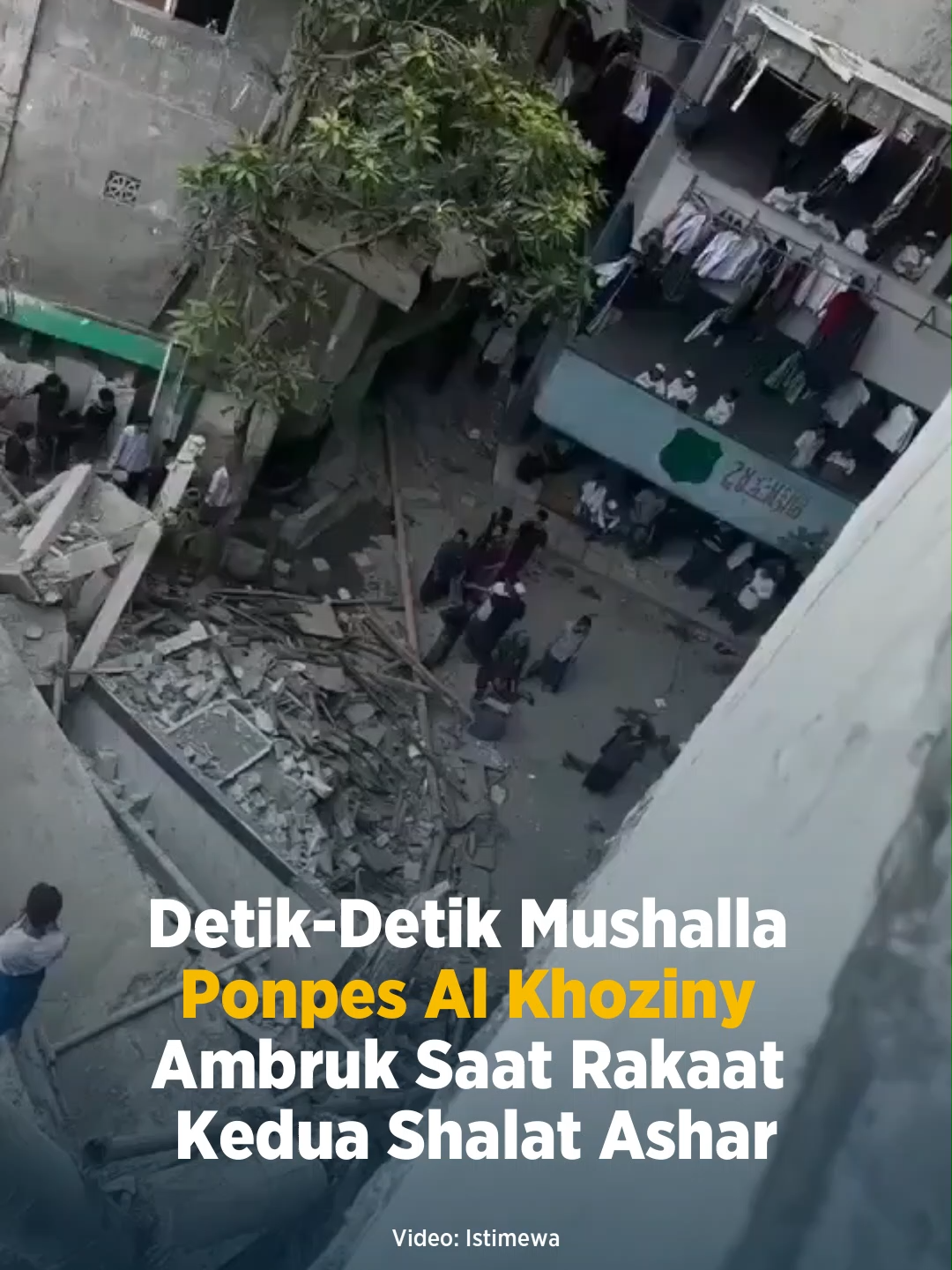 Suasana khusyuk salat Ashar di Pondok Pesantren (ponpes) Al Khoziny, Kecamatan Buduran, Kabupaten Sidoarjo, mendadak berubah menjadi kepanikan besar pada Senin (29/9) sore. Bangunan mushalla tempat ratusan santri berjamaah ambruk tepat ketika memasuki rakaat kedua. Seorang santri kelas tujuh Madrasah Tsanawiyah (MTS) Al Khoziny, Wahid, menuturkan bahwa bangunan sempat bergoyang sebelum akhirnya runtuh. . Baca berita selengkapnya di: www.inilahkoran.id . FOLLOW IG             : @inilahkoran.id Threads : @inilahkoran.id TikTok    : @inilahkoran_id X               : @inilahkoran_id FB            : @Inilahkoran YT             : @inilahkorancom #pesantren #ponpesalkhoziny #ambruk #sidoarjo #beritaterkini