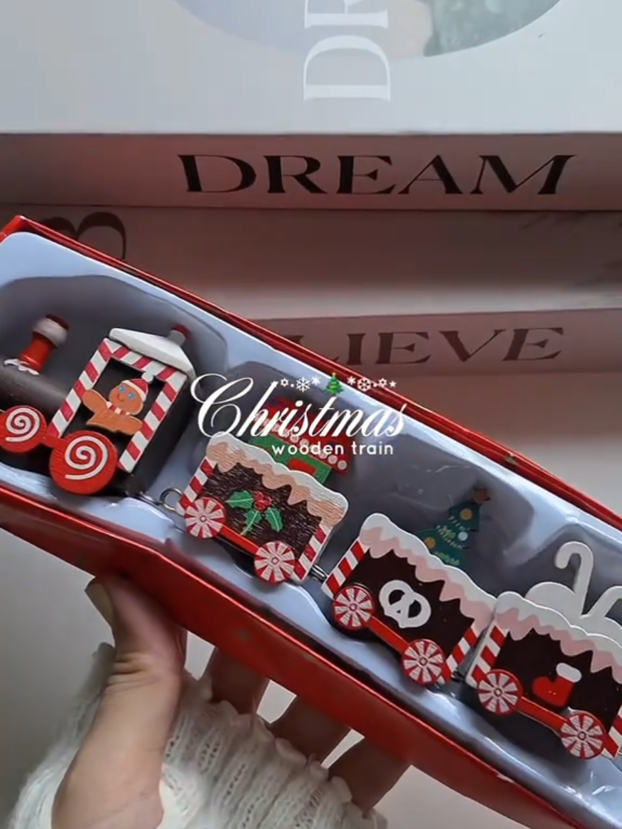 Choo-choo-choose joy this holiday season!🎄🚂 so cute!😍  #Christmaswoodentrain  #Christmasdecor  #christmasdecorations #devlightshop #woodentrain 