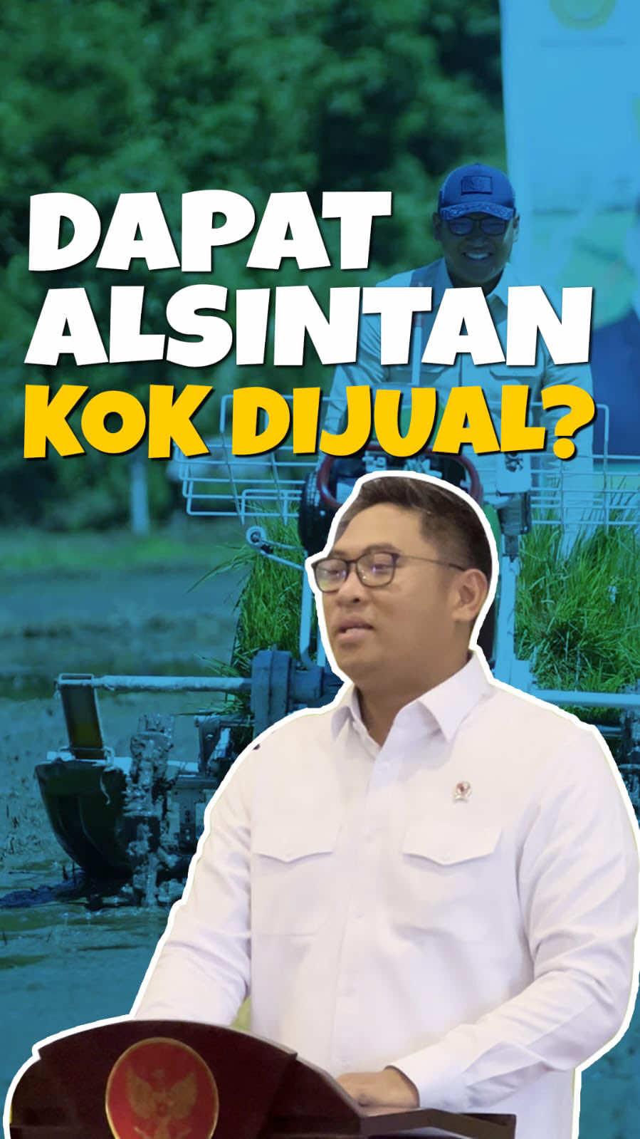 𝗗𝗔𝗣𝗔𝗧 𝗔𝗟𝗦𝗜𝗡𝗧𝗔𝗡, 𝗞𝗢𝗞 𝗗𝗜𝗝𝗨𝗔𝗟? Bantuan Alsintan negara bukan asal dibagi. Bantuan diberikan sebagai hadiah kelompok tani yang rajin, kompak, dan produksinya bagus. Kalau bantuan yang sekarang dipakai dengan benar dan hasilnya tambah baik, silakan ajukan permintaan lagi. Tapi aturannya juga harus jelas. Bantuan alsintan adalah amanah, bukan hak milik pribadi. Saya dengar ada yang menjual bantuan, saya tegaskan itu tidak boleh. Alat-alat ini harus dipakai untuk kerja dan dirawat baik-baik. Kalau perlu, bisa disewakan ke daerah lain agar menjadi pemasukan tambahan untuk kelompok.