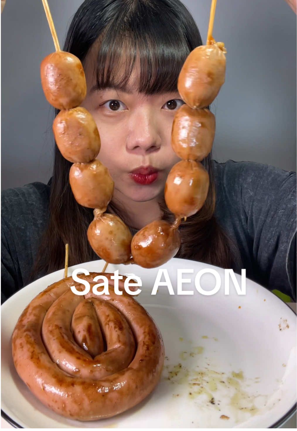 Sate kulit aeon enak bangetttt #mukbang #aeon #satekulit #sosisrantai #sosis 
