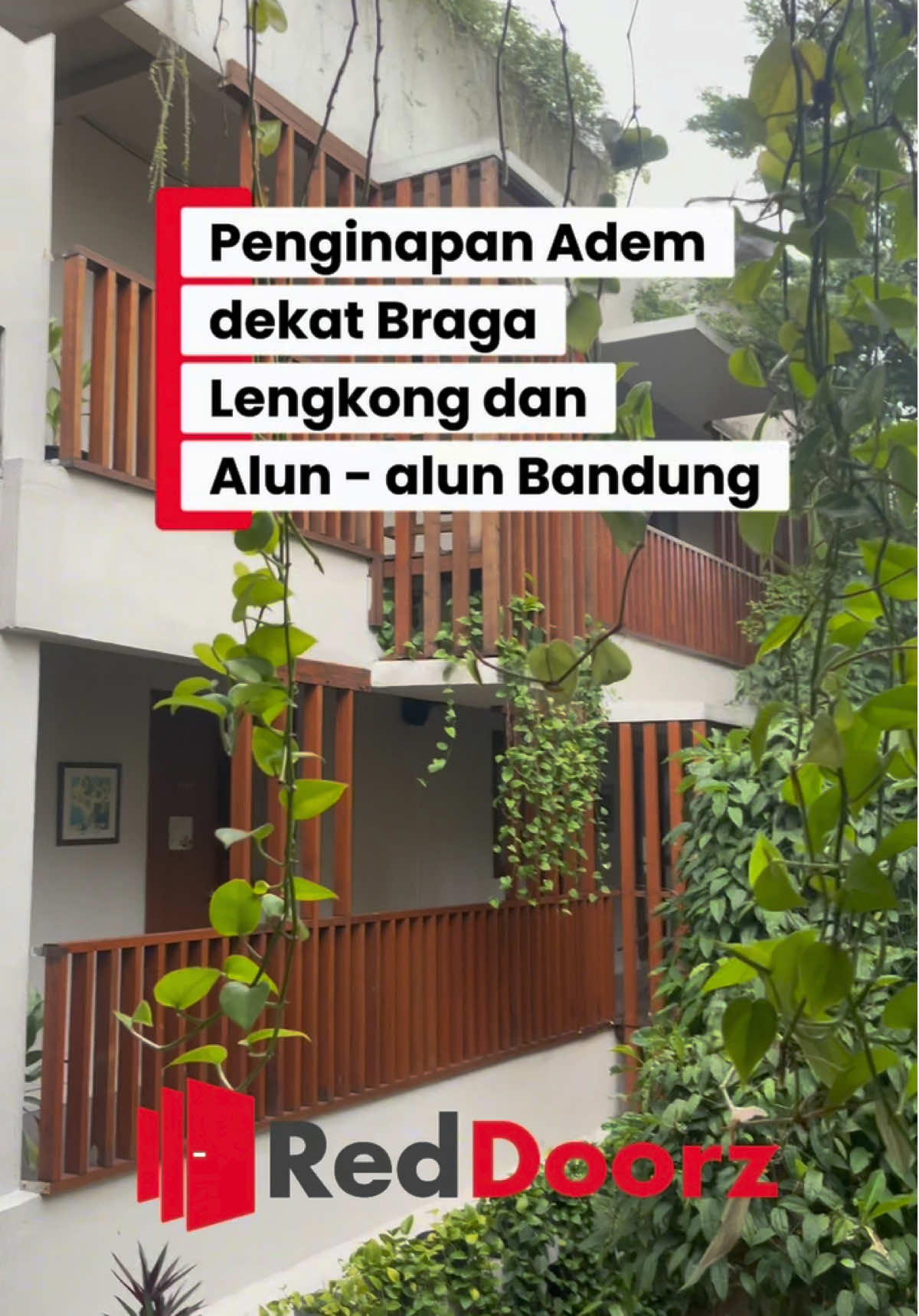 Cari hotel deket Braga, Lengkong Street, dan Alun-alun Bandung ? 🏙️ RedDoorz Plus Near Asia Afrika 3 jawabannya ! @RedDoorz Indonesia  Suasana adem, banyak tanaman hijau, desain estetik nuansa kayu 🌿 Kamarnya bersih, cozy, fasilitas lengkap ✨ 💸 Harga mulai 200 ribuan aja! Download aplikasi RedDoorz & pake voucer YUKNGINEP.  #RedTravelers #BukaSemuaPintu #RedDoorz #StaycationBandung