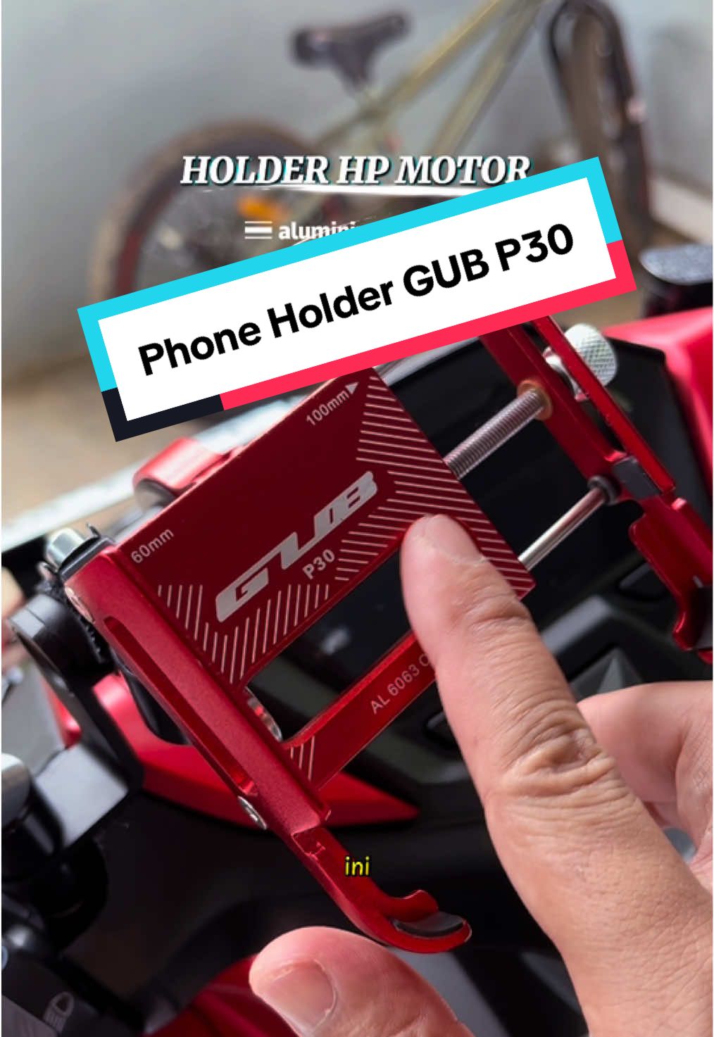Phone Holder GUB P30. bahan aluminium CNC anti karat, kokoh bisa di setel untuk ukurannya, fleksibel bisa di putar 360° yu gercep di keranjang kuning. #phoneholdermotor #holderhp #holderhpmotor #holdergubp30 #holderhpmotorbesi 