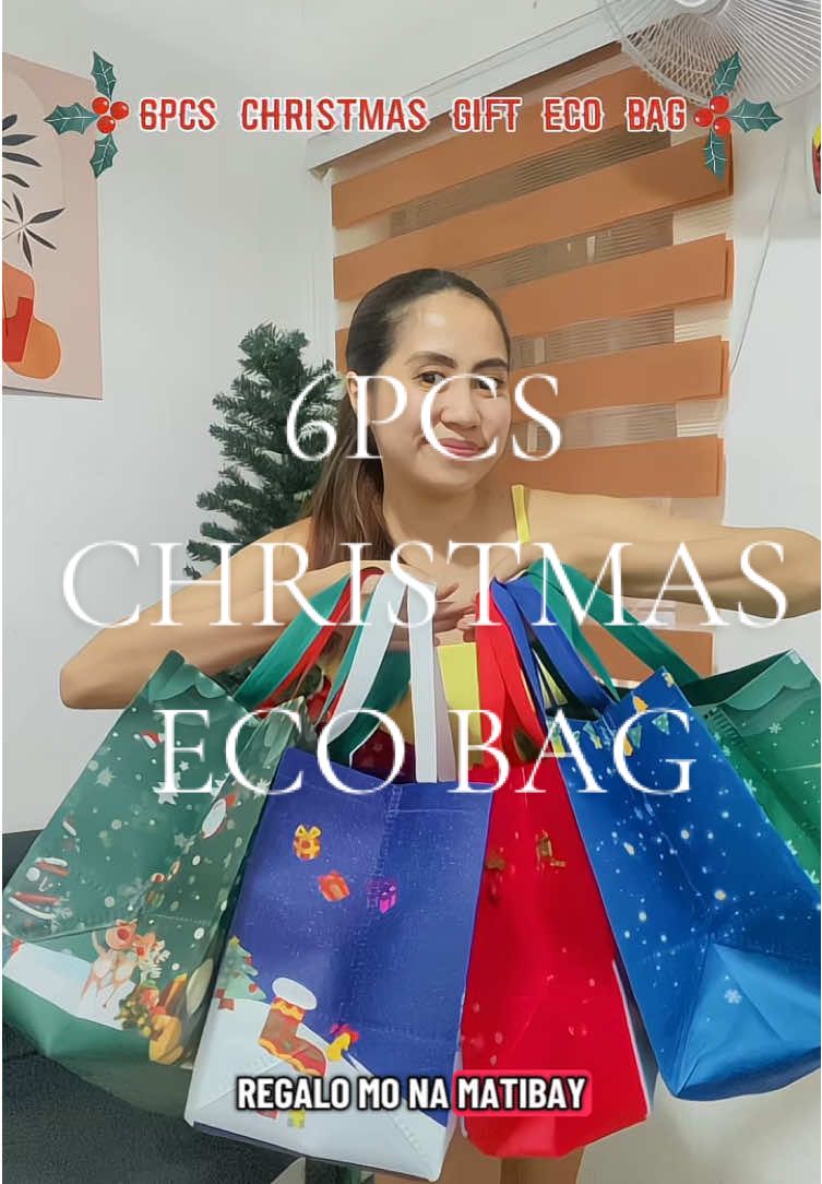 Say no to plastic, say yes to eco bags!  6pcs Christmas Gift Eco Bag 🎄🎅 #ecobag #christmasgift #sulitfinds #christmasgiftideas #tiktokmademebuyit 