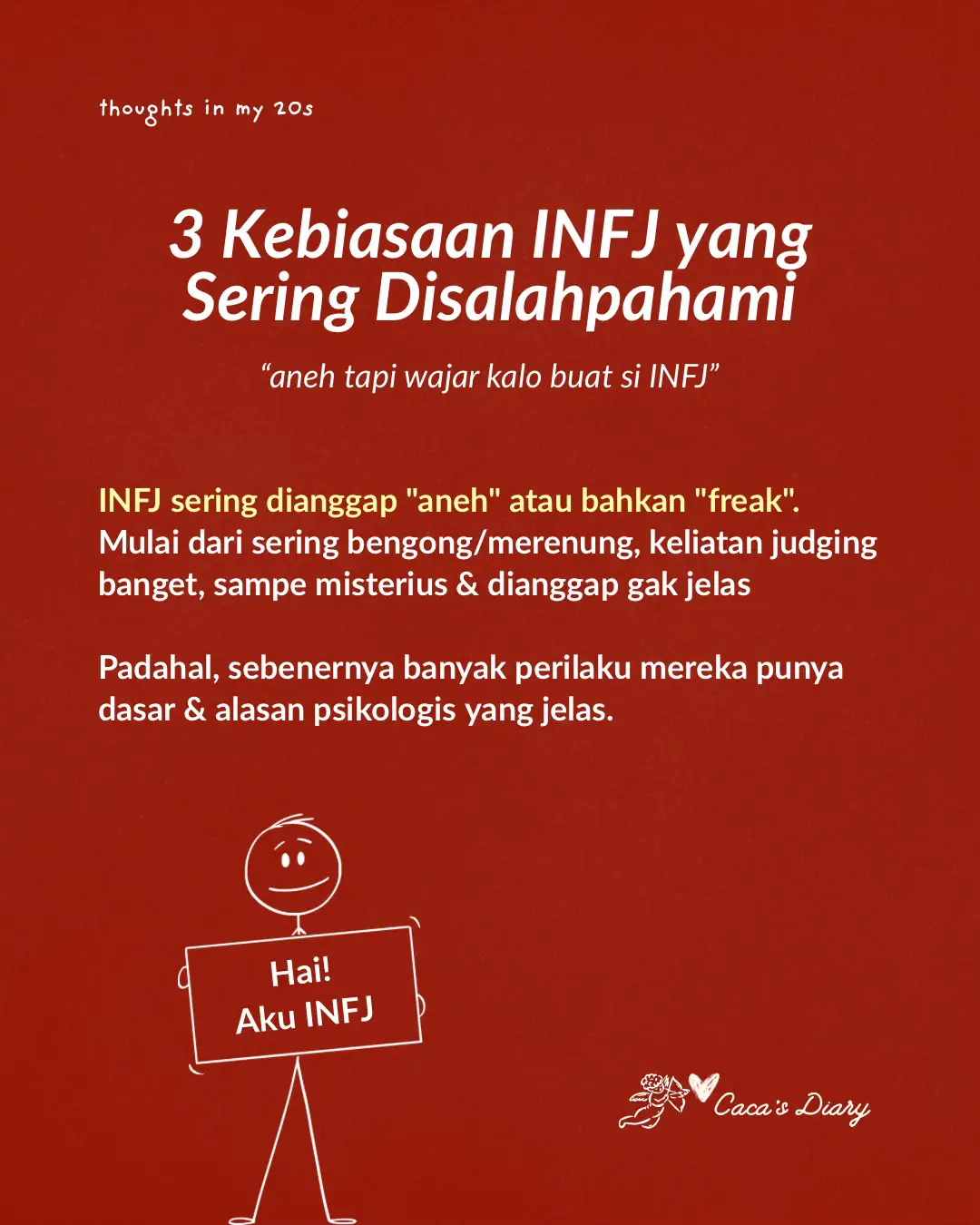 I’m not an INFJ, but I have an INFJ bf & close friends. They do share the same unique habits—habits that people often misunderstand. 🤍 When they stare at the sky in silence, it’s not sadness. It’s their way to recharge. 🤍 When they look at someone deeply, it’s not arrogance. It’s their way to understand. 🤍 When they stay quiet in anger, it’s not coldness. It’s their way to protect. Spending time with them taught me one thing: they’re not “weird.” They’re just more sensitive, more observant, and more careful with their words. And honestly, the world needs more people like that ❤️ #infj #infjpersonality #mbti #personalitytest #fyp
