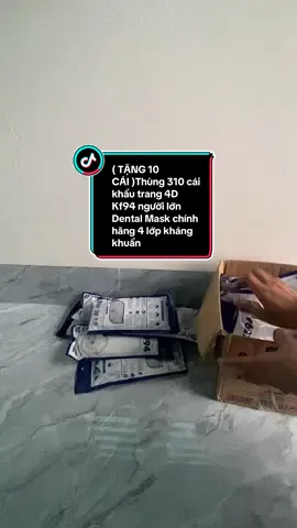 ( TẶNG 10 CÁI )Thùng 310 cái khẩu trang 4D Kf94 người lớn Dental Mask chính hãng 4 lớp kháng khuẩn chống tia UV##xuhuongtiktok##hottrend##khẩutrang