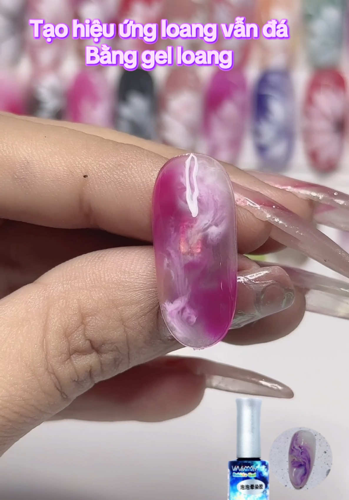 Tạo hiệu ứng vân đá bằng gel loang#nailduykim #phukiennail #nailart #nailnailsnails #daynailonline 