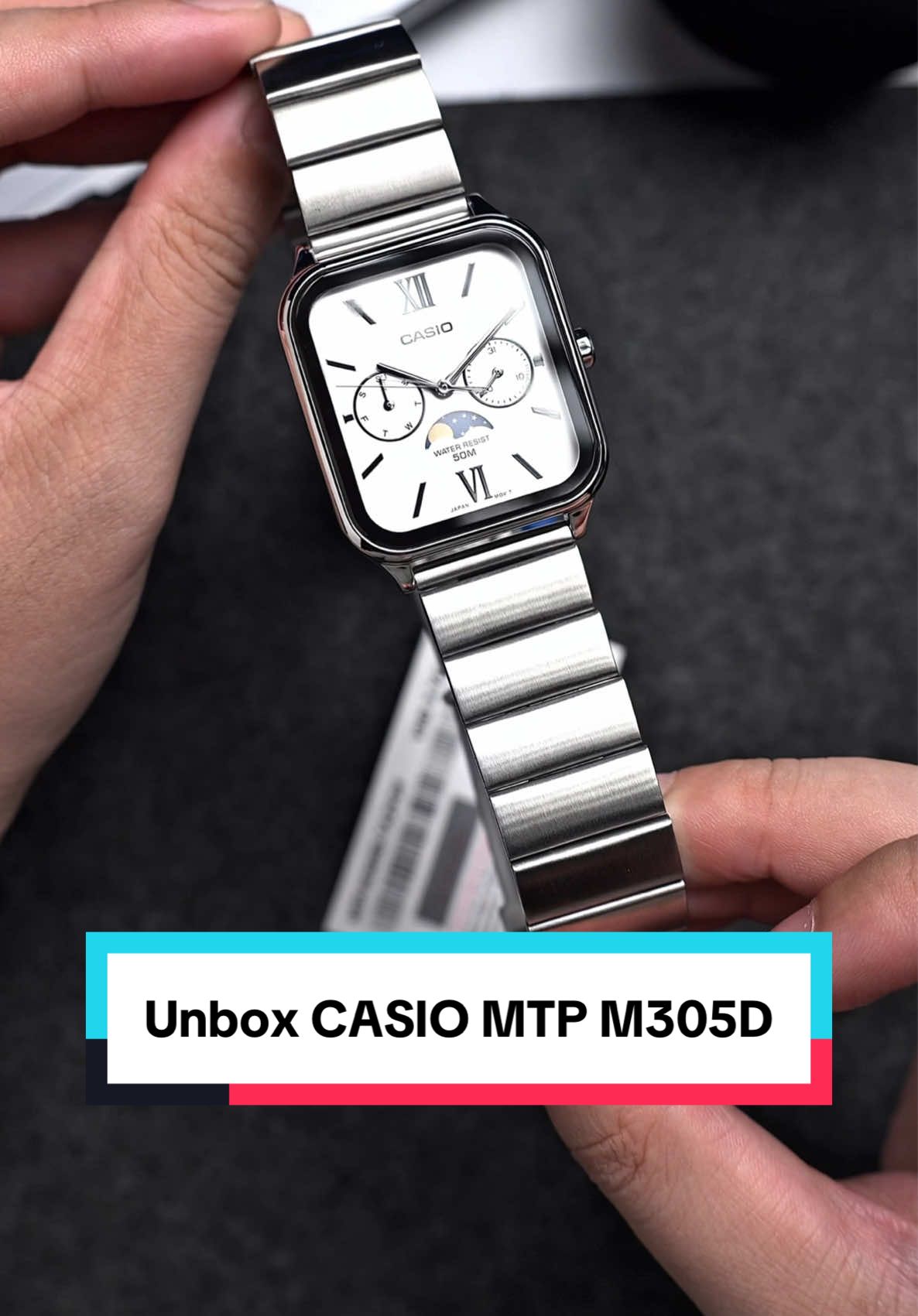 Phiên bản dáng tank, có lịch Moonphase nghệ thuật của Casio. #biwatch #unbox #casio #mtp #m305d 