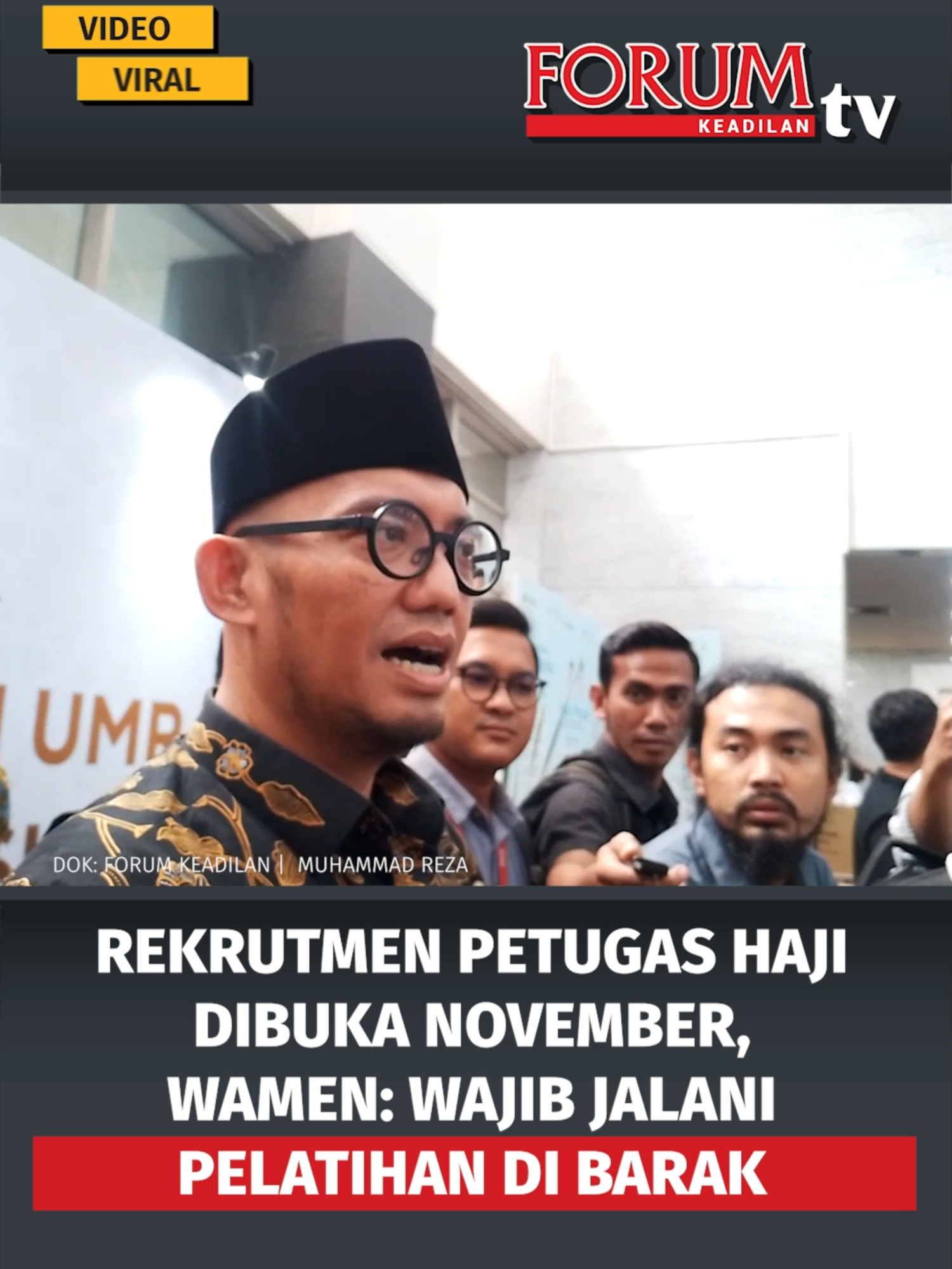 Wakil Menteri Haji dan Umrah Dahnil Anzar Simanjuntak menyampaikan bahwa proses rekrutmen khusus untuk petugas haji akan dimulai pada November 2025 mendatang. Usai dinyatakan lolos seleksi, para petugas haji wajib mengikuti pelatihan intensif dengan sistem asrama atau ‘barak’ selama tiga hingga empat minggu. Baca lainnya di forumkeadilan.com #forumkeadilan #dahnilanzarsimanjuntak #kementerianhajidanumrah #petugashaji #rekrutmenhaji #seleksipetugashaji #pelatihanhaji #jamaahhaji #hajiindonesia #beritaindonesia