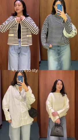 tiktok caption : everyday stripes, styled in 4 looks🤍