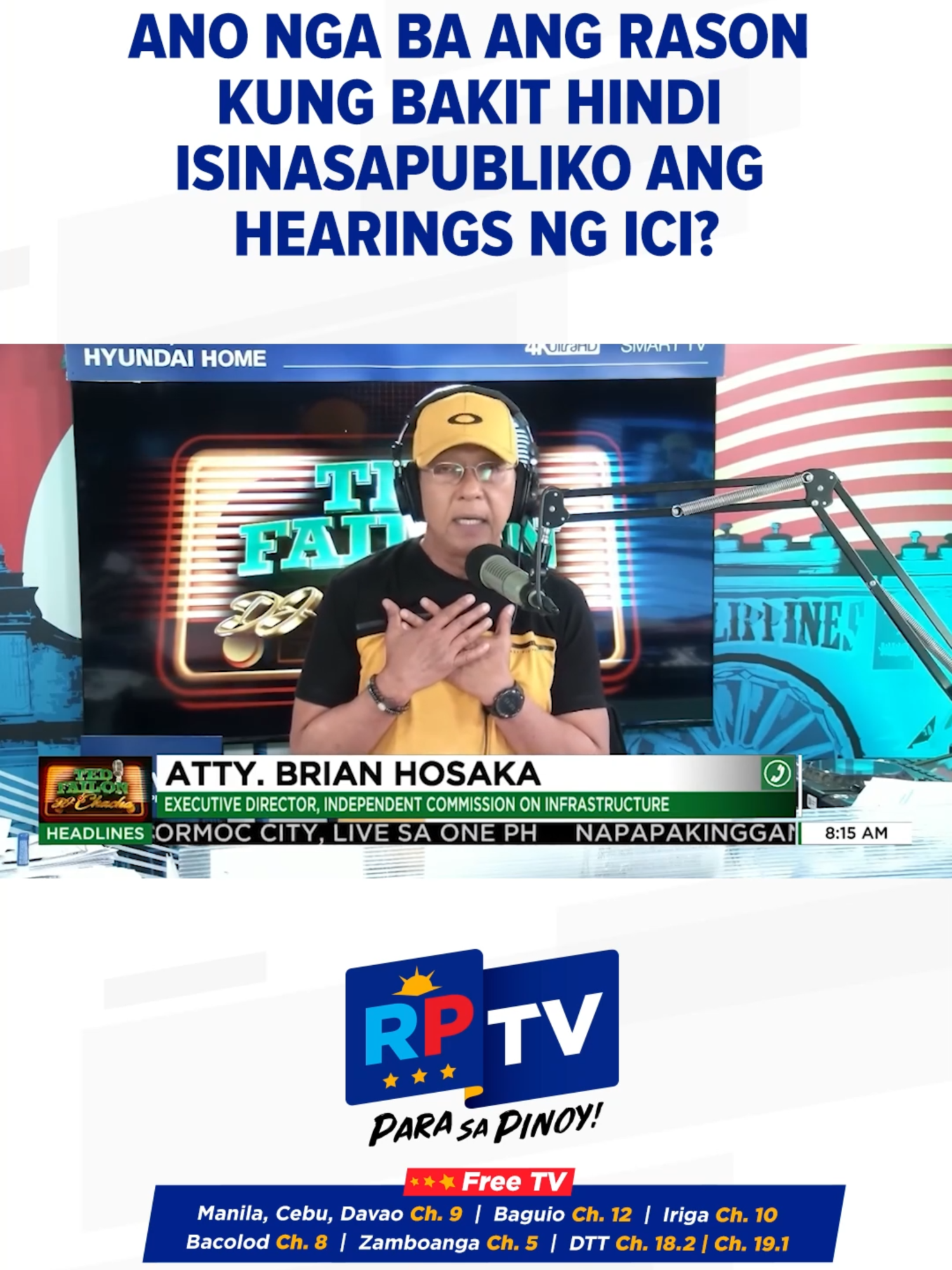 NA PARA BANG DAPAT AGAD-AGAD MAGTIWALA ANG TAUMBAYAN SA ICI?! | Sa kanyang panayam sa programang #TedFailonAtDJChacha Martes ng umaga, sinagot ni Independent Commission on Infrastructure (ICI) executive director Atty. Brian Hosaka ang tanong ng taumbayan kung bakit nga ba nananatiling pribado ang isinasagawang hearings ng kanilang komisyon kaugnay sa maanomalyang flood control projects na kinasasangkutan ng iba’t ibang pulitiko, contractors, at government officials and workers. Ayon sa abogado, hindi pwedeng mai-livestream ang kanilang mga pagdinig dahil nag-iingat umano ang ICI na hindi magamit o masangkot sa anumang political leverage o agenda, o anumang malicious intent at layunin, at para maiwasan ang trial by publicity sa mga humaharap sa pagdinig. Ang iba pang paliwanag ng opisyal, alamin sa video na ito. NOYPI, we need your honest opinion—nagtitiwala ba kayo sa ginagawa ng ICI kahit na hindi isinasapubliko ang kanilang hearings? Let us know what you think! #RPTV #ParaSaPinoy