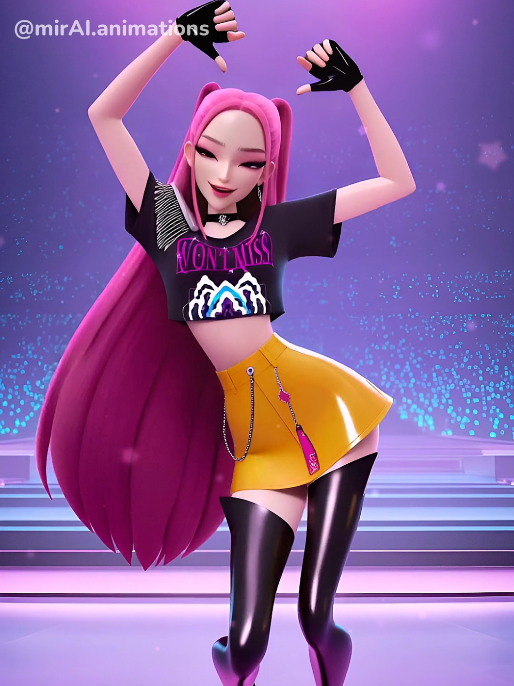Mira fortnite noodle dance. motion: @janabananathings  #huntrix #kpop #fortnite #cartoon #edit 