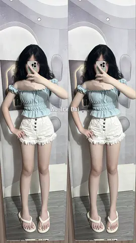 lên típ màu xanh min 🛒 #aokieu #aonu #aotrevai #aokieuhottrend #thoitrangnu 