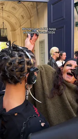 #MichèleLamy & #FKAtwigs met at the Matières Fécales fashion show during #ParisFashionWeek #fashiontiktok #rickowens 