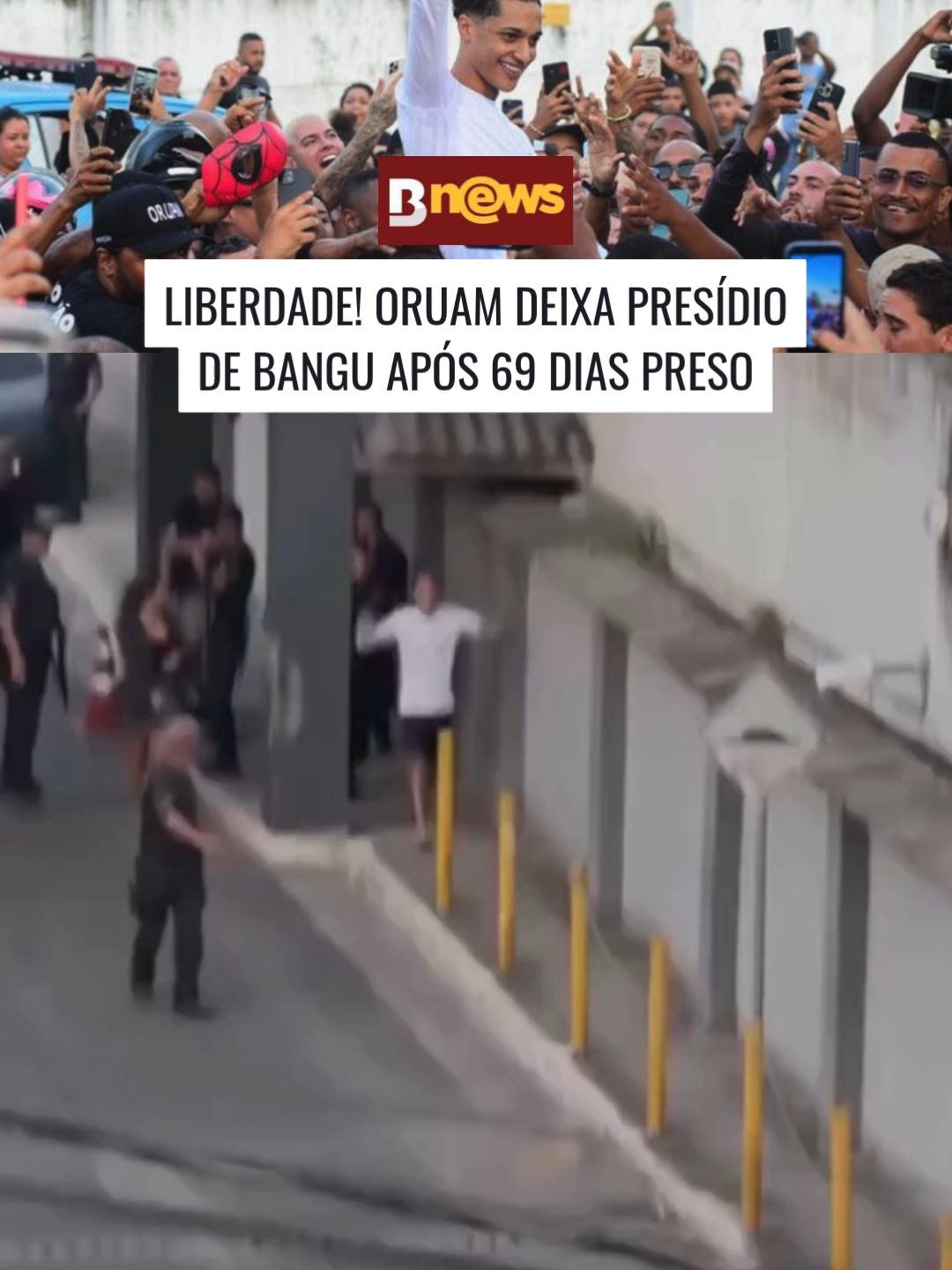 Na tarde desta segunda-feira (29), o rapper Oruam foi solto da Penitenciária Serrano Neves, localizada em em Bangu, na Zona Oeste do Rio de Janeiro, após estar recluso desde o dia 22 de julho, após ser acusado de seis crimes. Em vídeos que repercutiram nas redes sociais, é possível ver o momento em que o cantor é carregado por seguranças enquanto era ovacionado pelos fãs que decidiram recebê-lo após a saída da unidade prisional. Além dos fãs, Fernanda Valença, noiva do rapper, marcou presença no local, sendo acompanhada por MC Poze do Rodo e MC Cabelinho, dois famosos que sempre defenderam Oruam e declararam a inocência do amigo. #marcinhovp #oruam #bangu #mcpozedorodo
