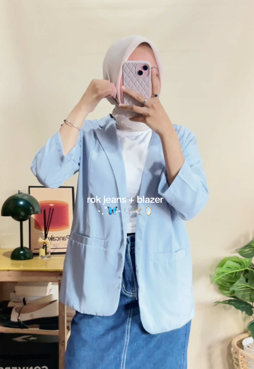 cuakep parah🦋🩵🫐🪩🖇️ #blazer #blazeroutfit #rokjeans #outfit #atasanwanita @MSMO.ID 