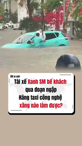 Tài xế Xanh SM bế khách khỏi xe bị ngập. #xuhuong #xuhuongtiktok #xanhsm #vinfast #trend 