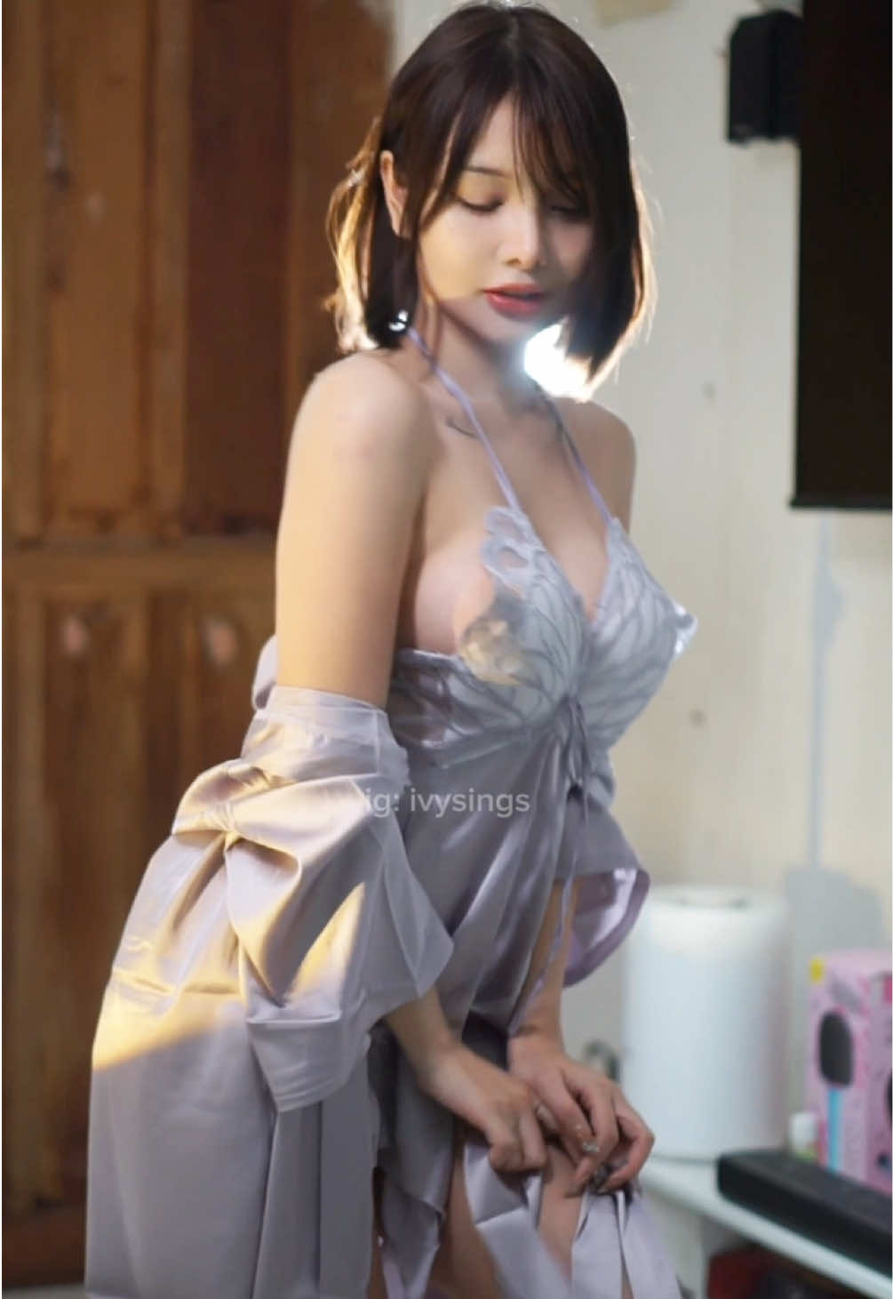 sexy sleepwear in yellow basket!!  mine’s purple + robe set 💜 #sleepwear #lingerie #robe 