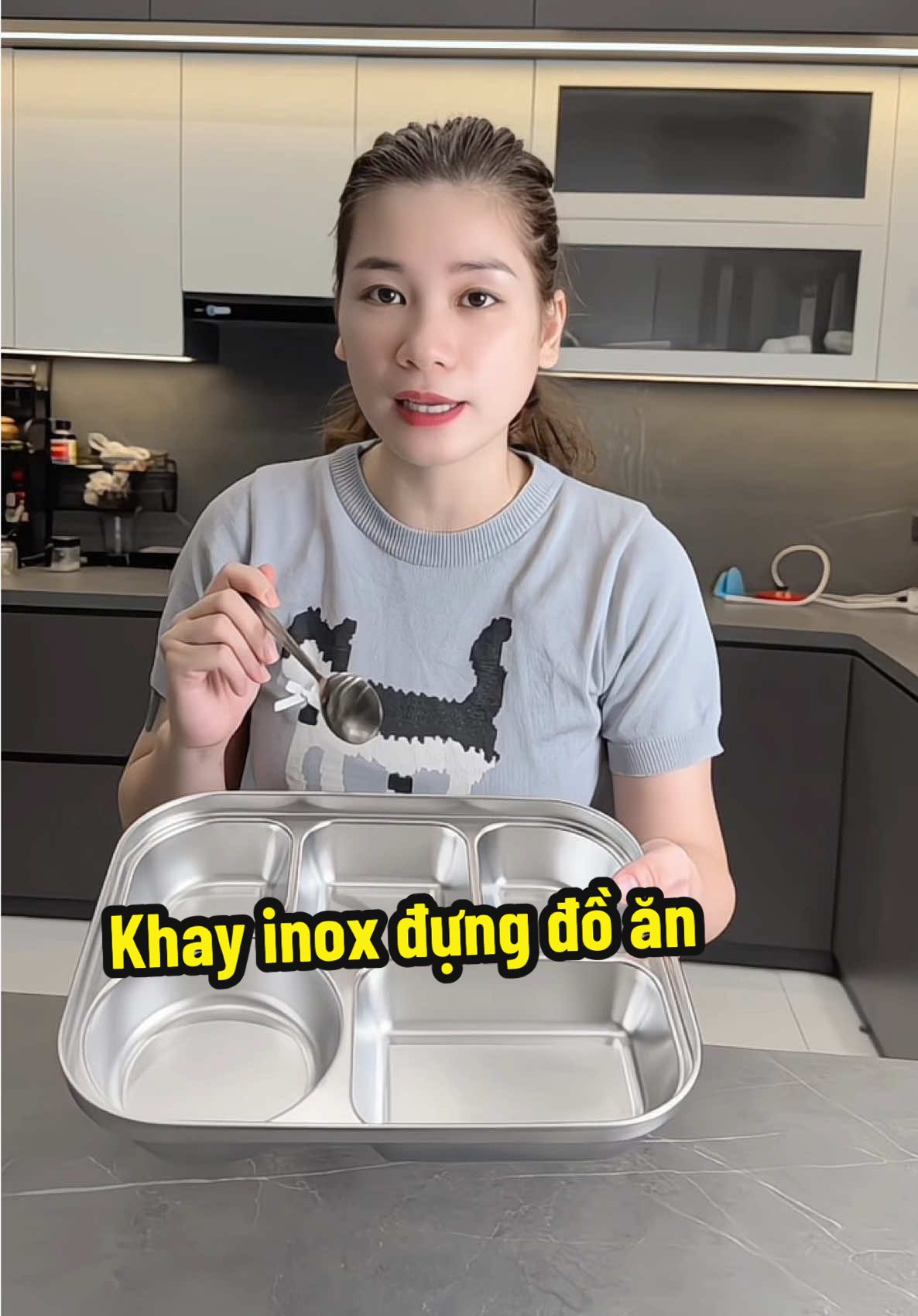 Khay inox 5 ngăn đựng đồ ăn tiện lợi #khaydungthucpham #khayinox304 