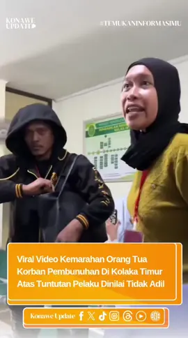 Kolaka - Kejadian tragis yang menimpa MA (10) dan Baharuddin, ayah korban pembunuhan di Kabupaten Kolaka Timur (Koltim) memicu kemarahan di Pengadilan Negeri (PN) Kolaka Kelas IB. Pada hari Selasa (30/9/2025). .  Tuntutan hukuman 7,6 tahun penjara bagi pelaku dianggap sangat ringan dan tidak sebanding dengan penderitaan yang dialami oleh keluarga. .  Dalam rekaman vidio yang beredar, Baharuddin berkata “Orang tua mana yang mampu terima, hanya dituntut 7 tahun. Maukah juga begitu. .  Selain itu Keluarga korban lainnya mengungkapkan bahwa tuntutan yang diajukan oleh Jaksa Penuntut Umum (JPU) terhadap pelaku pembunuhan yang dilakukan dengan brutal itu tidak mencerminkan rasa keadilan bagi mereka. Oleh karena itu, mereka menolak dengan tegas tuntutan tersebut. .  “Coba bayangkan jika anak kita diperlakukan seperti itu. Semoga anak kita tidak mengalami nasib yang sama. Lehernya digorok, tetapi hanya dihukum 7 tahun. Ini sungguh tidak adil,” kata mereka dalam sebuah video. .  Sumber : kolakainfo.com