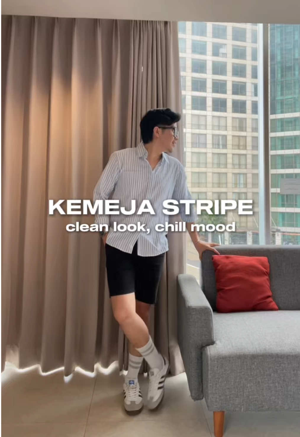 Simple look, kemeja stripe from @WOOD CUTTER ID 🤍 clean & versatile!  #stripeshirt #kemejapria #kemejastripe #outfitideas #fashioninspo 