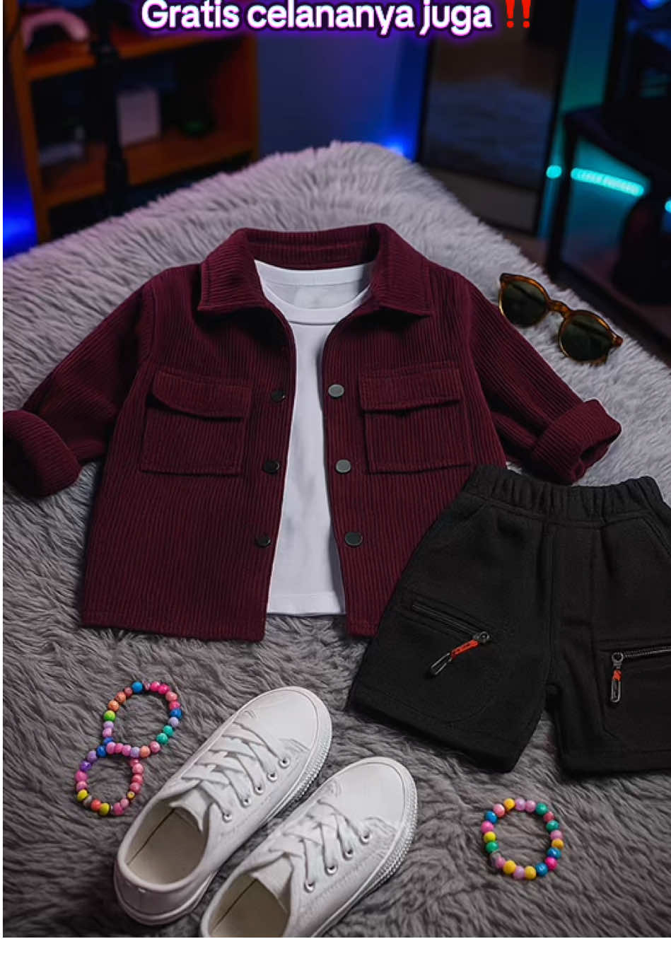 Kemeja anak corduroy nih gratis celana juga , jadi buruan checkout dikeranjang kuning #stelananak #kemejaanak #celanaanak #outfitanak #chatgpt 