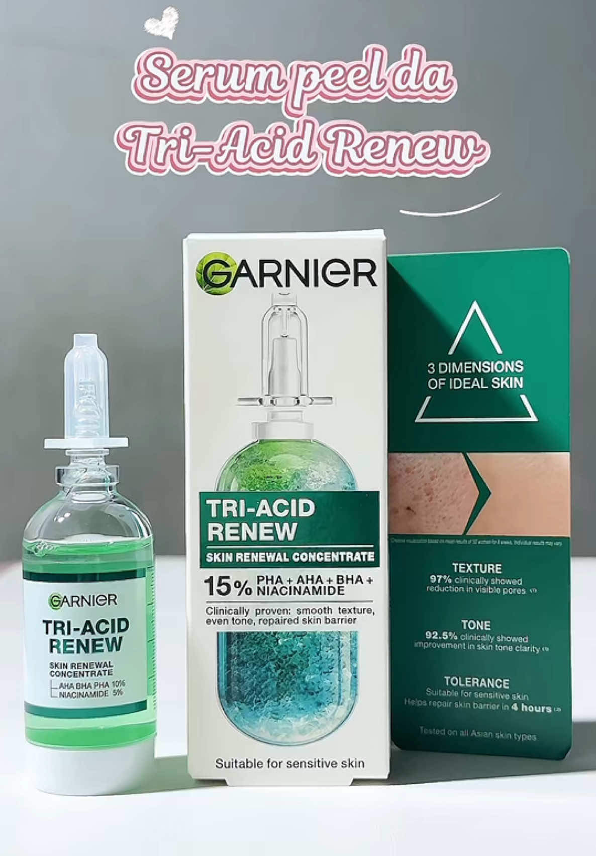 Serum peel da thế hệ mới - Hạn chế châm chích, không bong tróc, để qua đêm, không cần rửa được nha 💕 Serum giúp da láng mịn 💕 #suxubaby #serumpeelxanh #chamda #garnierpartner #TikTokFinds 