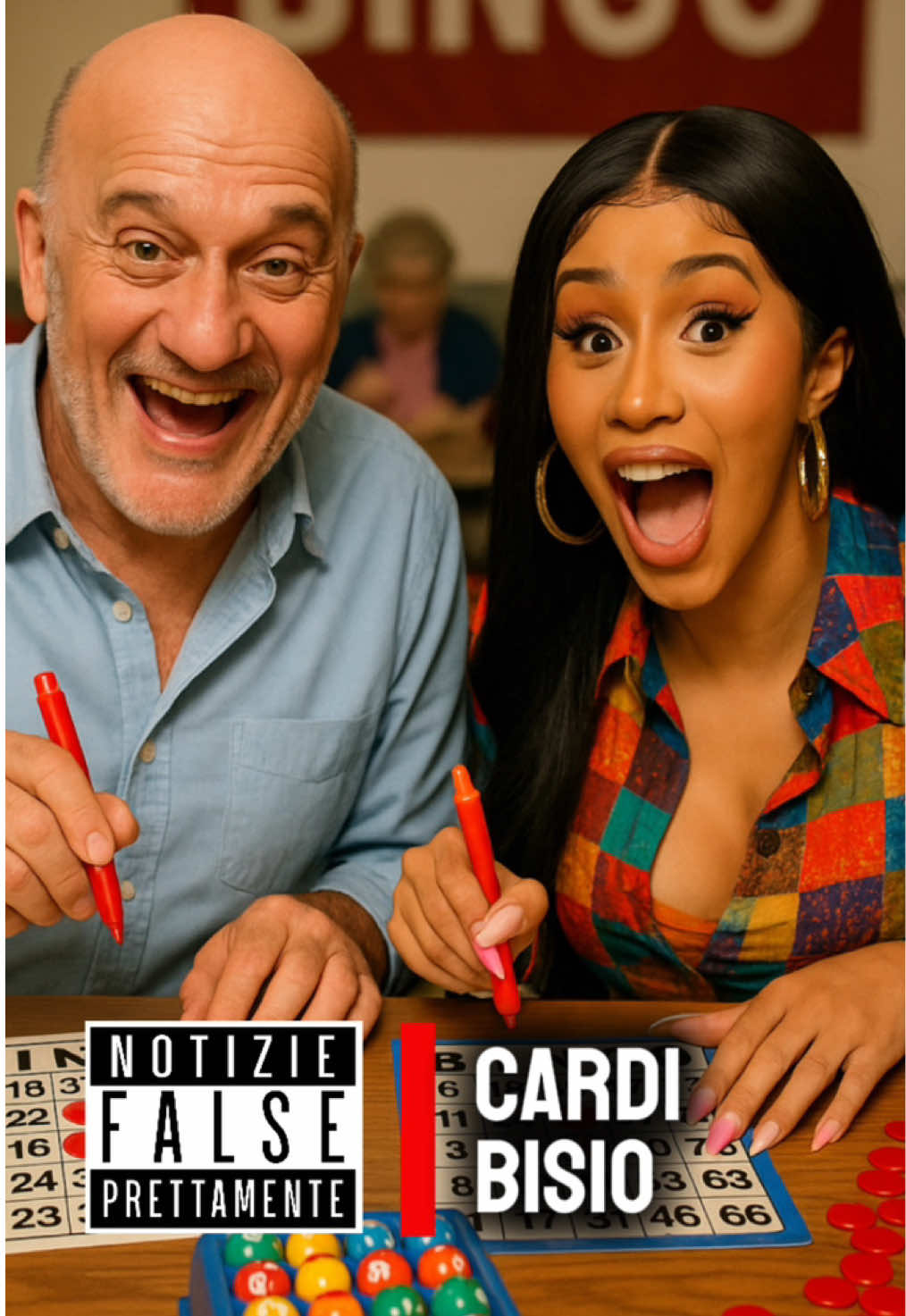 Cardi B e Claudio Bisio rendono ufficiale la loro unione alla cena di gala per l’inaugurazione della nuova sala bingo di San Giuliano Milanese.                                 ⚠️ Fake News                   👉 Seguici non ti tradiremo mai.     #memeita #ridere #satira #cardib #ultimora