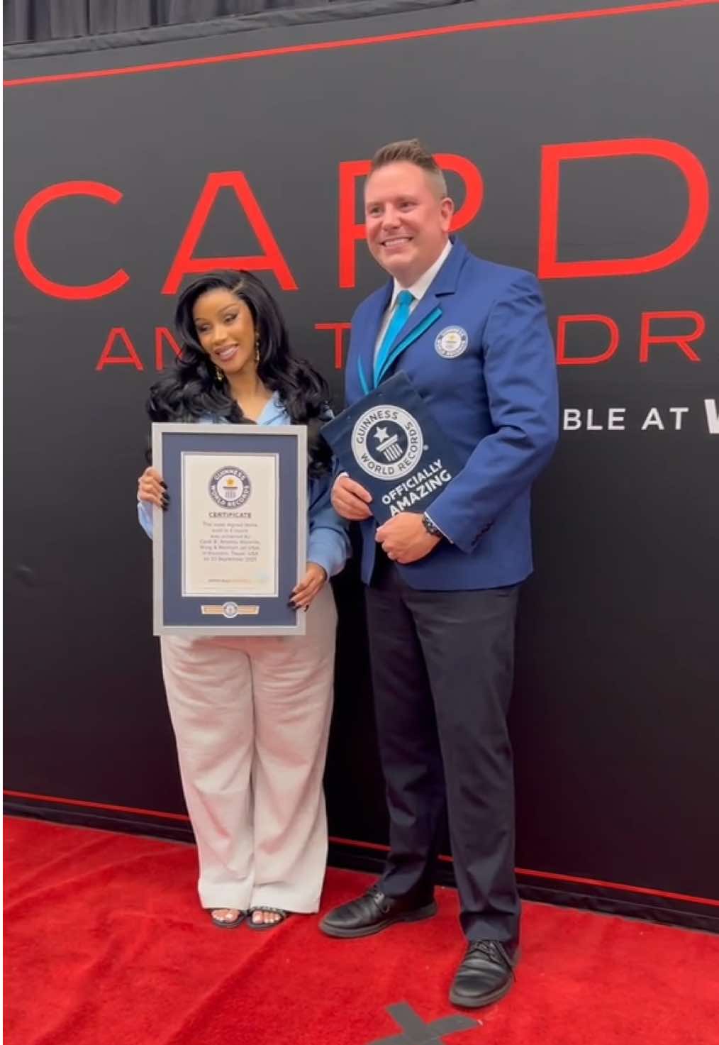 We did that! @Cardi B broke the @Guinness World Records title for the most signed albums sold in 8 hours and she did it at a Walmart store!! Shout out to all the fans in Cypress, Texas who bought their copy of 'Am I The Drama?'  