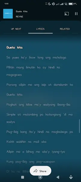 Gusto Kita  by: REYNE #musiclyric #musiclyricsvideos 