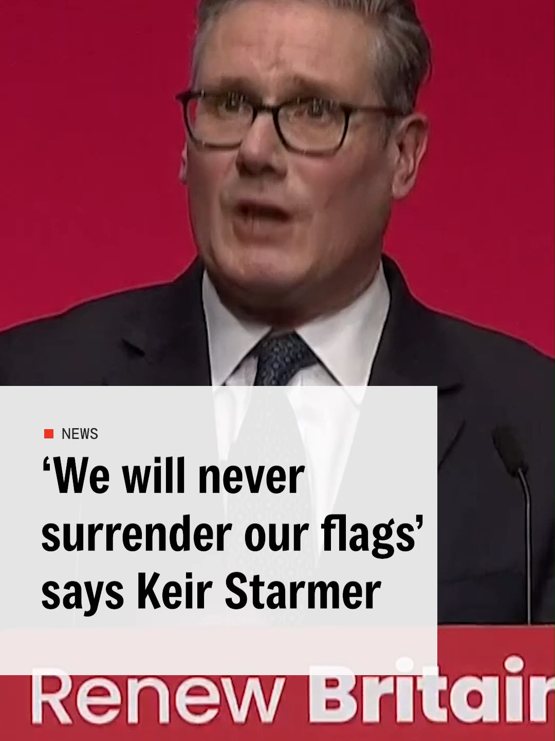 Sir Keir Starmer has said “we will never surrender” our flags. Speaking at the Labour Party conference, the Prime Minister said “I'm not just proud of the Union Jack and the Cross of Saint George, I'm also proud of the Saltire, of the Red Dragon, proud of our union for the astonishing relationship between our four great nations.” #politics #ukpolitics