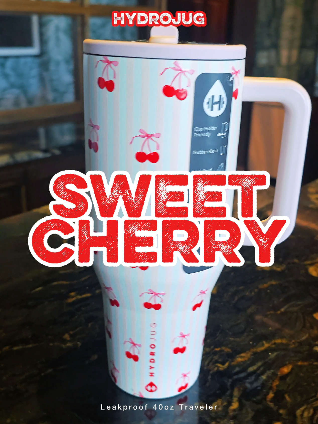 HydroJugs Traveler 40oz Tumbler is perfect for travel with its Cup Holder Friendly Design and Fits Right In Your Cup Holder which is a Huge Plus...Also Keeps Your Drinks Cold For 24 Hours Which Is Perfect For Traveling Or Events. Get Yours Now   #hydrojugtraveler #sweetcherry #hydrojug #tiktokmademebuyit #capcut_edit