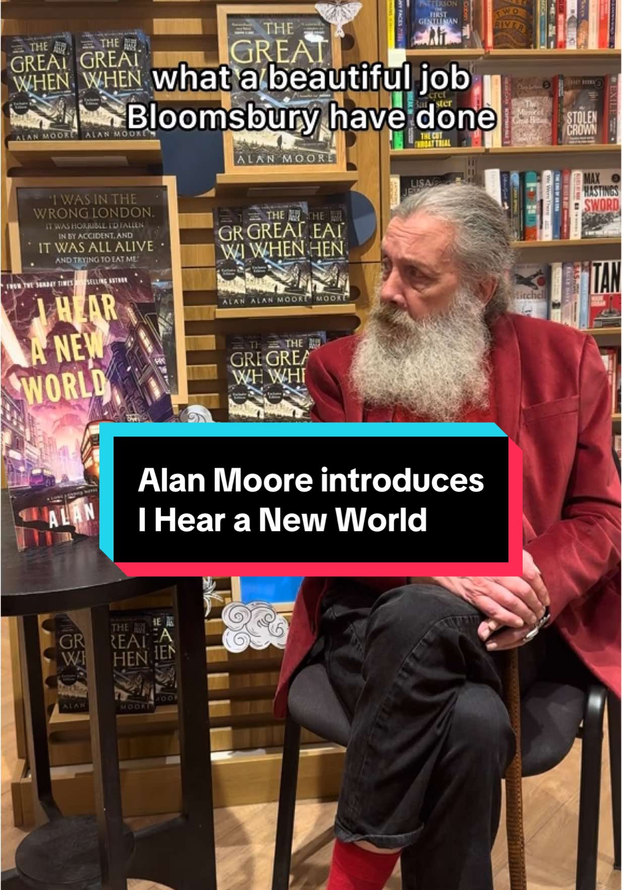 Alan Moore introduces I Hear a New World, the electrifying second instalment in the Long London series. Publishing in May 2026, the Waterstones Exclusive edition features a sprayed edge, foil on the hardcover, and exclusive endpapers. Electrifying, absurd, magical and more true than you might believe, I Hear a New World takes the reader back to Long London for a thrilling and fantastical second instalment.
