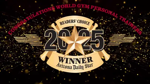 ✨ THANK YOU, WORLD GYM FAMILY! ✨ We are beyond grateful to announce that we’ve been voted #1 in Personal Trainers in the Readers’ Choice Awards! 🏆💪 This recognition means so much because it came from YOU—our incredible members and community who continue to support us, grow with us, and push us to raise the bar every single day. To our trainers: your dedication, passion, and commitment to helping every member crush their goals is the reason we’re here today. To our members: thank you for trusting us with your fitness journey and for showing up, voting, and being the heartbeat of this gym. ❤️ Here’s to more goals, more wins, and more strength—together. 🖤 #WorldGymTucson #ReadersChoiceAwards #NumberOne #PersonalTrainers