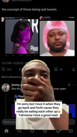 I’m sorry I busted out laughing at Nicki’s and my jaw dropped at cardi’s #fyp #cardi #nicki #nickiminaj #cardib 
