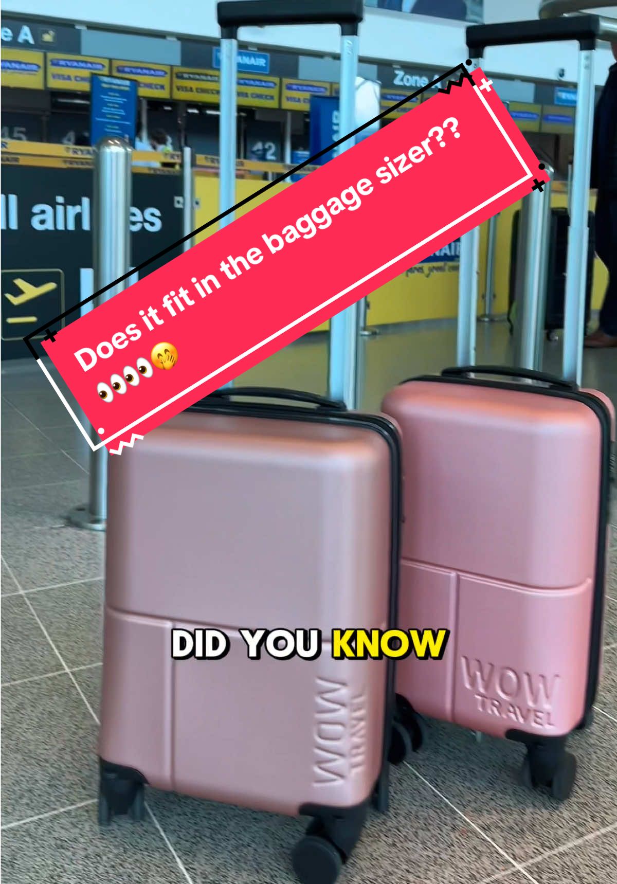 Ryanair’s NEW size: 40×30×20 ✈️ Fits the sizer perfectly that’s 5cm more space 👀 #TravelHacks #Ryanair #CabinBag #foryou #fyp 