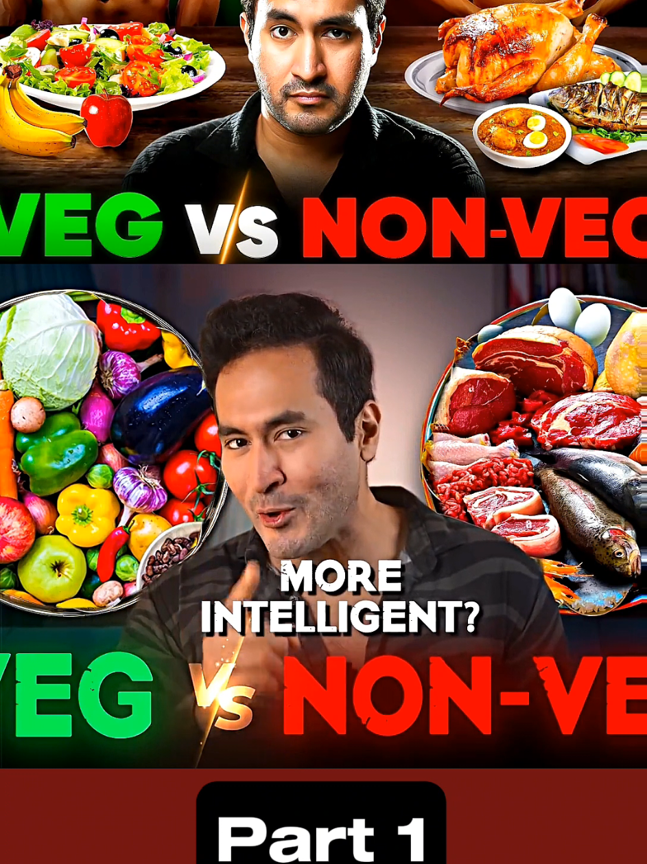 Veg vs Non Veg – Kon Stronger hai aur zyada jeeta hai? 🥦🍗 #vegvsnonveg #healthylifestyle #dietdebate #southasiavibes #foodfacts 