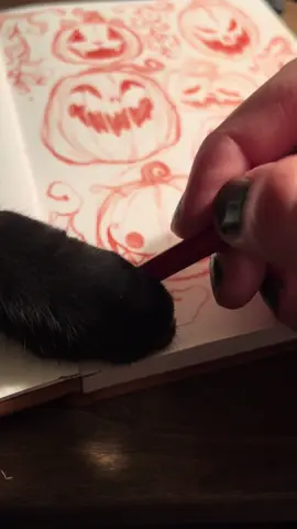 Banshee & Master Gracey hang out w/me during art sessions & I wouldn’t have it any other way.   . . #cat #blackcat #art #gothic #jackolantern 