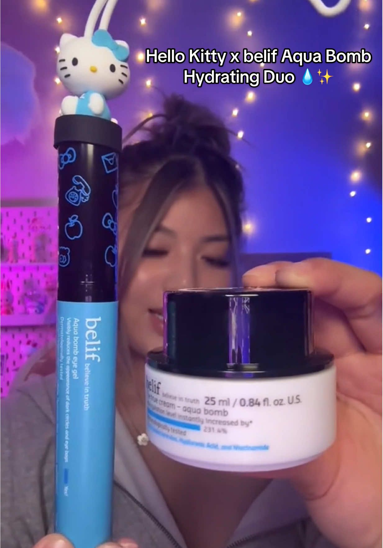 Skin so hydrated, it’s giving ✨chok chok✨thanks to the Hello Kitty x belif Aqua Bomb Hydrating Duo 💧 @belif @HelloKitty available now @sephora sephora.com  Sanrio.com #belifpartner #hellokitty #belifCHOKCHOK #koreanskincare #asmr 