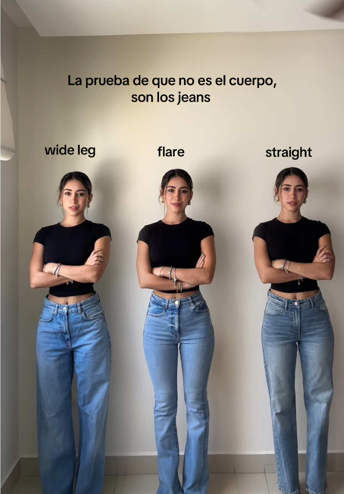 Elige la ropa que te haga sentir más cómoda 🫶🏼 Sígueme en insta para que sepas cuáles jeans te favorecen según tu tipo de cuerpo✨ ig: babysolarm #fyp #jeans #fashion #style #efectosvisuales 