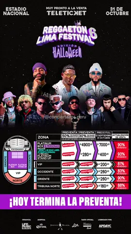 ¡𝗛𝗢𝗬 𝗧𝗘𝗥𝗠𝗜𝗡𝗔 𝗟𝗔 𝗣𝗥𝗘𝗩𝗘𝗡𝗧𝗔 𝗖𝗢𝗡 𝟯𝟬% 𝗗𝗖𝗧𝗢!para el 𝗙𝗘𝗦𝗧𝗜𝗩𝗔𝗟 𝗗𝗘 𝗛𝗔𝗟𝗟𝗢𝗪𝗘𝗘𝗡 más 𝗚𝗥𝗔𝗡𝗗𝗘 del 𝗣𝗲𝗿𝘂́ 🇵🇪 𝗖𝗢𝗠𝗣𝗥𝗔 𝗔𝗤𝗨𝗜́ 👉: https://teleticket.com.pe/reggaeton-lima-festival-2025El  🎭 Prepara tu mejor disfraz y asegura tu entrada en 𝗣𝗥𝗘𝗩𝗘𝗡𝗧𝗔 💳, 𝙘𝙤𝙣 𝙘𝙪𝙖𝙡𝙦𝙪𝙞𝙚𝙧 𝙢𝙚𝙙𝙞𝙤 𝙙𝙚 𝙥𝙖𝙜𝙤, en 𝗧𝗘𝗟𝗘𝗧𝗜𝗖𝗞𝗘𝗧. 🗓 31 de Octubre 🏟 𝗘𝗦𝗧𝗔𝗗𝗜𝗢 𝗡𝗔𝗖𝗜𝗢𝗡𝗔𝗟. 🎫 Entradas 𝗲𝗻 𝗧𝗲𝗹𝗲𝘁𝗶𝗰𝗸𝗲𝘁. #RLF6 #Halloween #LifeMusicConcerts #fyp #conciertazosperu 