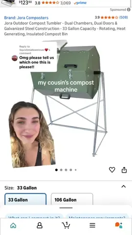 Replying to @Squishmallowslover♥️ this is the one she has!! it keeps it warm, doesn’t smell at all, and has two compartments so you can put material inside in batches #composting #compostingmachine #gardeningtools #gardeningtips #gardeninghacks 