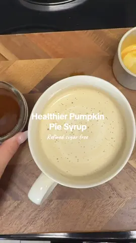 Simple ingredients, easy to make and far healthier than store bought syrup!  Recipe: - 1 1/4 cup of water  - 1/4 heaping cup of pumpkin puree  - 1/2 cup of maple syrup  - 1/4 cup of any sugar, I used coconut sugar but date sugar would be great too  - 2 heaping tsp of pumpkin pie spice  - 1 tsp of cinnamon  - 1 tsp of vanilla powder or vanilla extract  Optional: 1 tsp of caramel extract  Mix all ingredients (minus the vanilla) into a pot over low-medium heat, mixing often. Once it’s at a thicker texture then mix in the vanilla. Let it cool and then store in fridge for up to a week!  I hope you enjoy 🎃 I add about 1-2 tbsp to my coffee in the morning! Feel free to adjust the recipe to your liking! Make sure to tag me if you make this 😘  #pumpkinpiespice #healthypumpkinspicelatte #pumpkinpiesyrup 